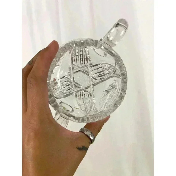 VTG American Brilliant Crystal Sugar Bowl Clear Cut Glass HEAVY Sawtooth - Picture 15 of 16